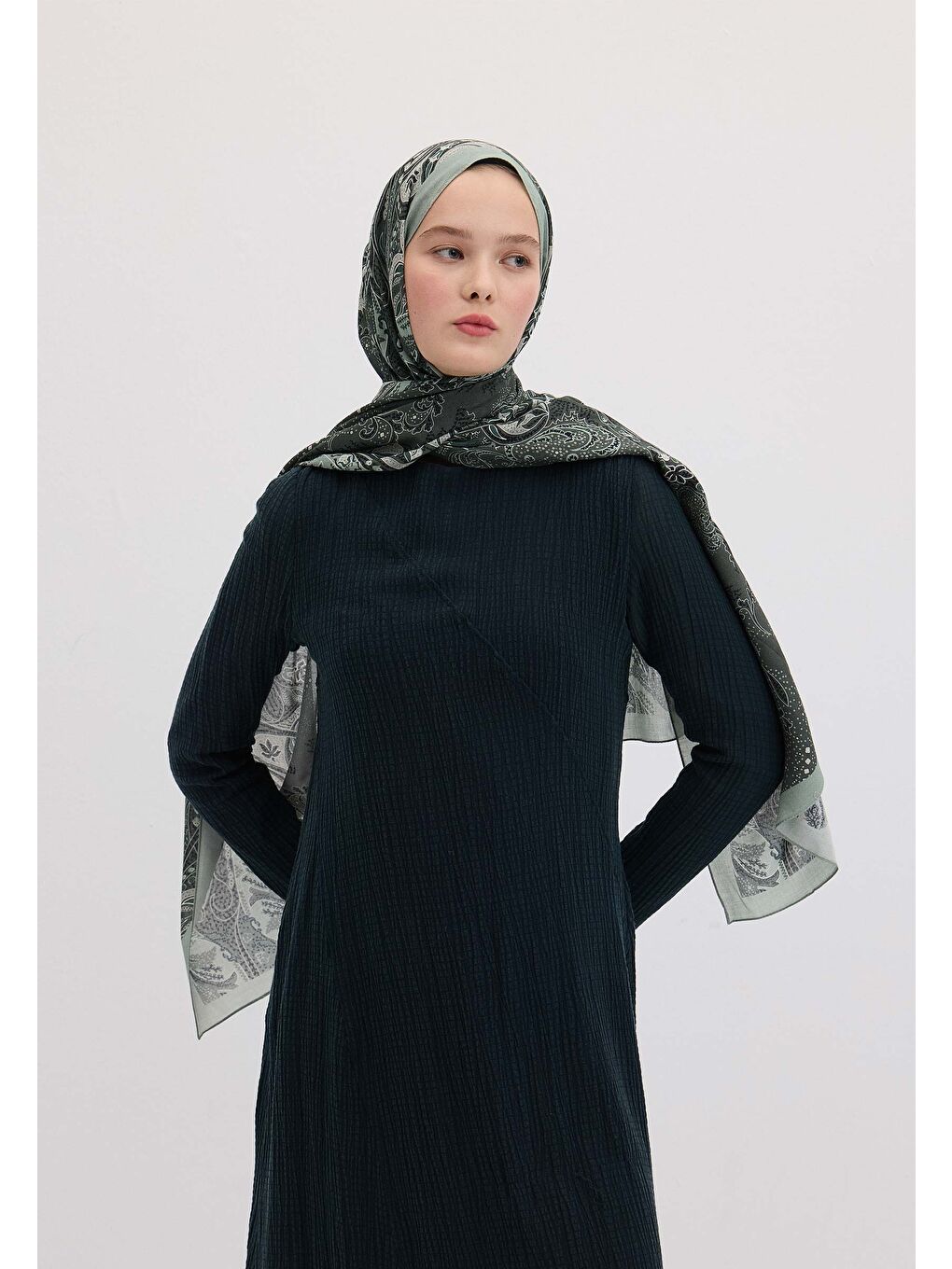 Elora Desen Şal Küf Yeşili-1