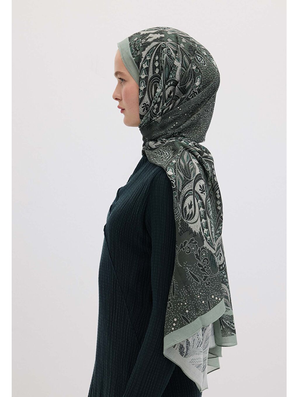 Elora Desen Şal Küf Yeşili-2