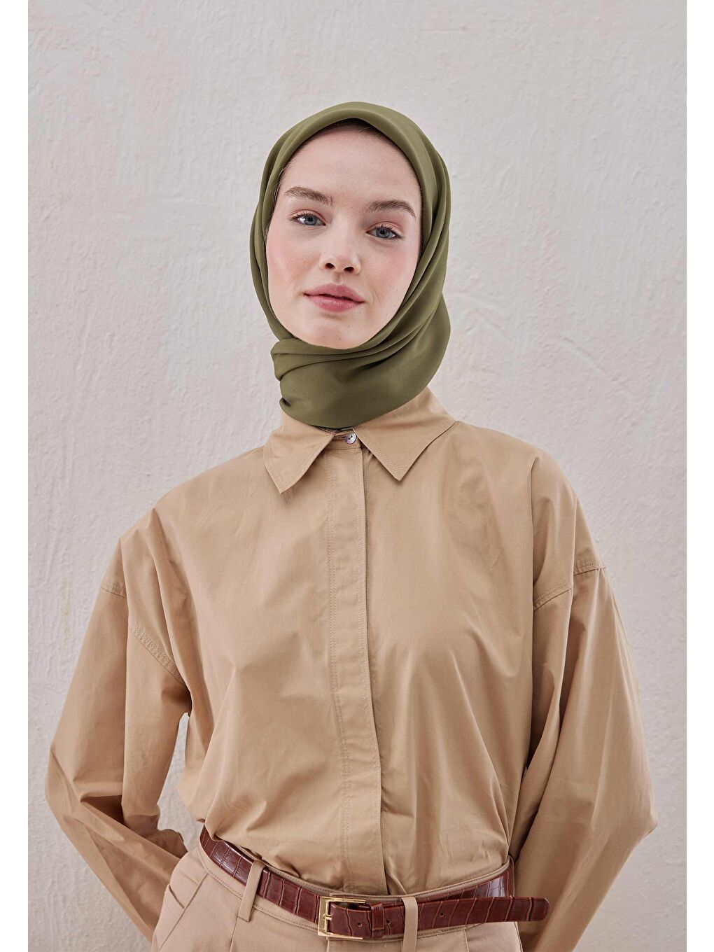 Pamuk İpek Eşarp Askeri Haki-2