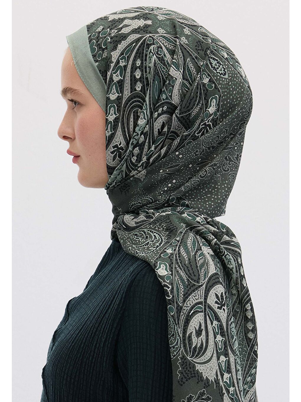 Elora Desen Şal Küf Yeşili-3