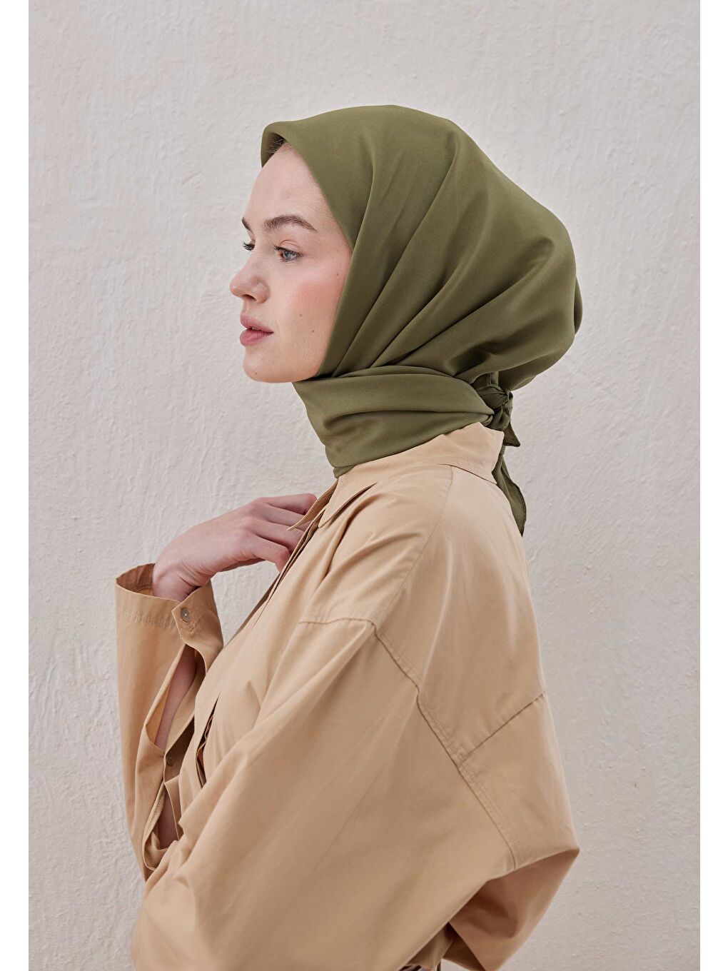 Pamuk İpek Eşarp Askeri Haki-3