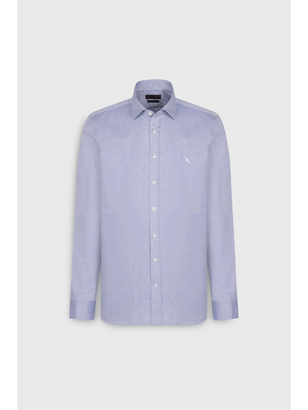 Erkek Açık Mavi %100 Pamuk Dar Kesim Armürlü Gömlek-6