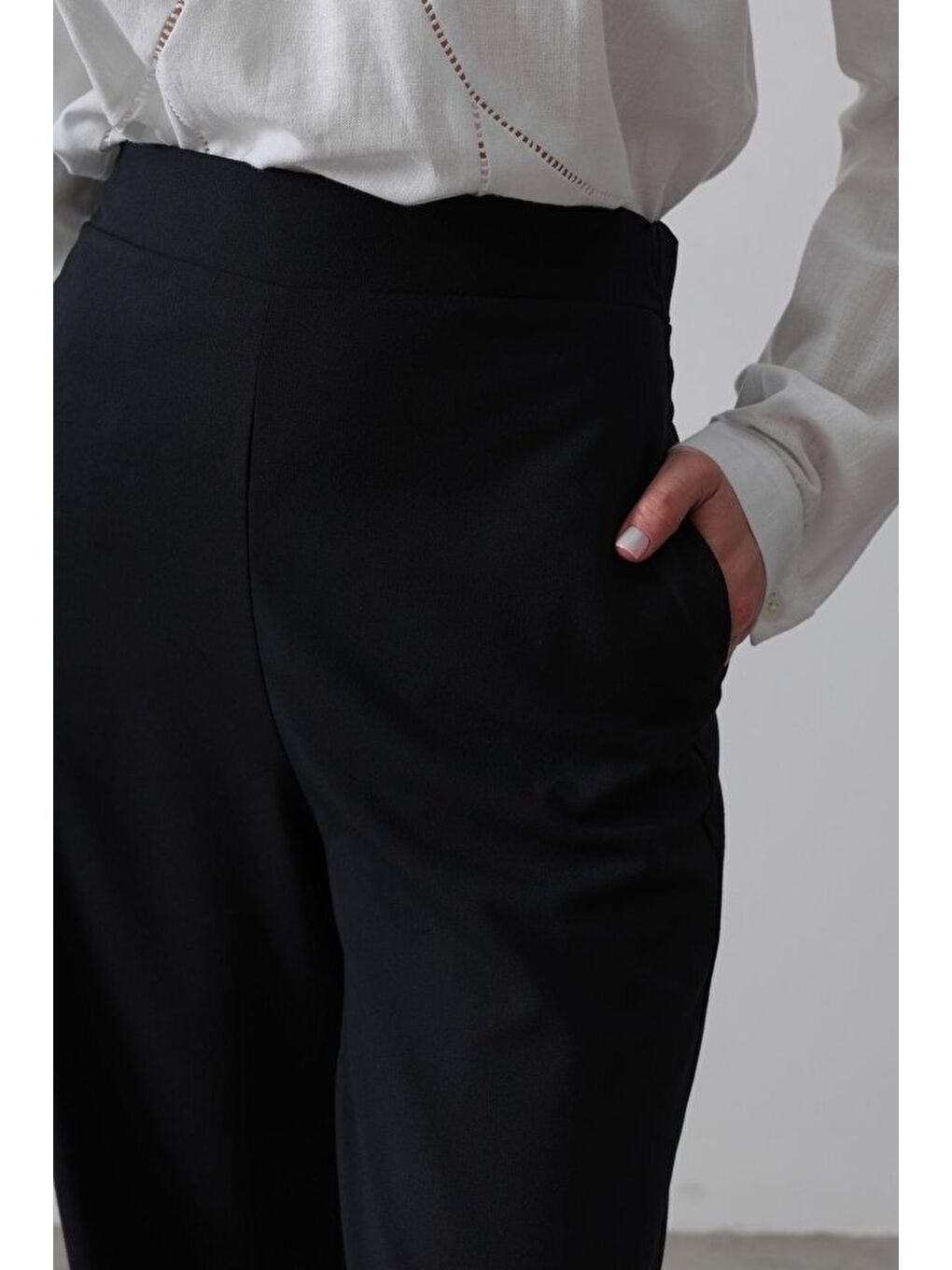 Beli Yarım Lastikli Palazzo Pantolon - Lacivert-3