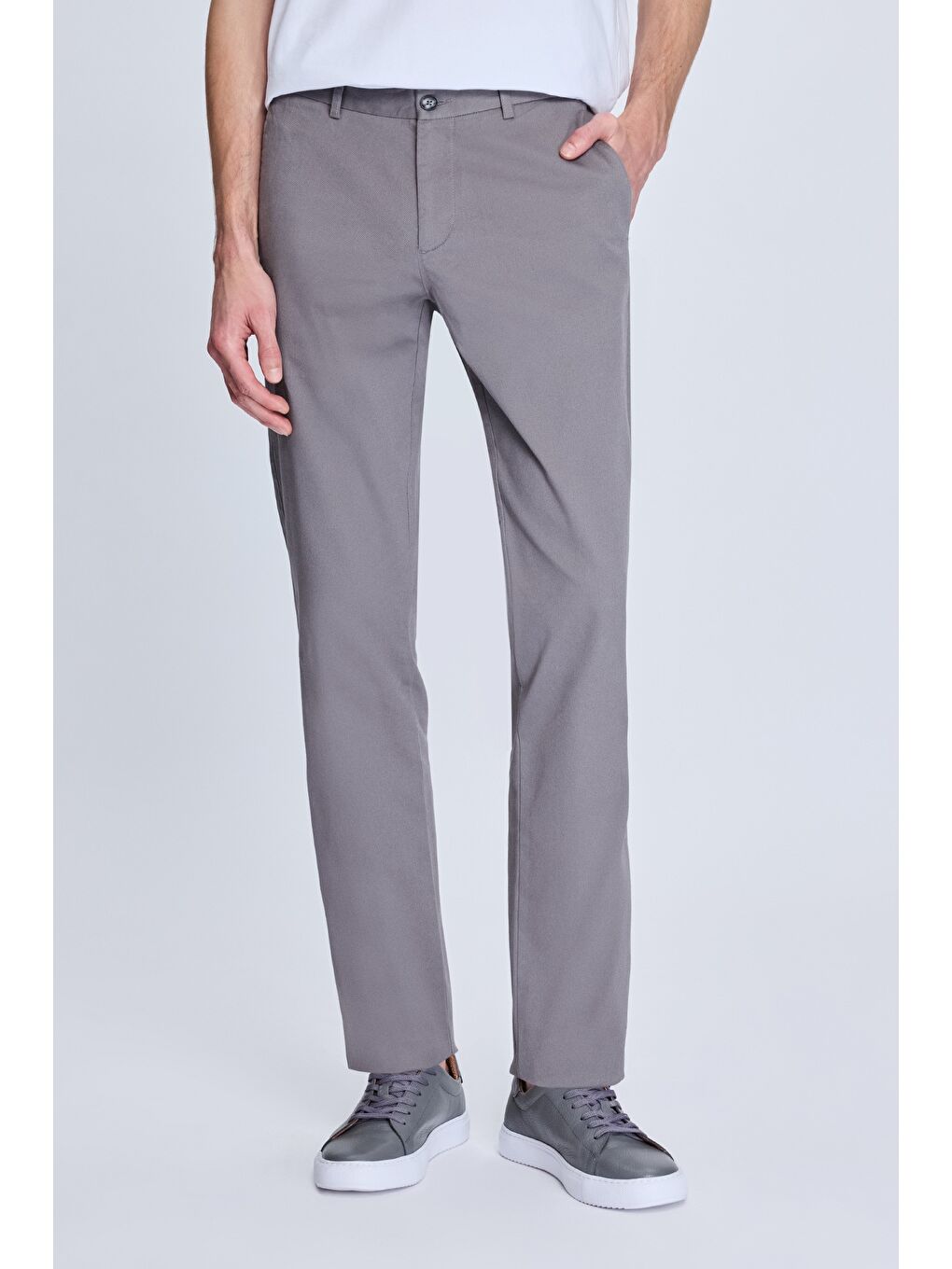 Gri Regular Fit Yandan Cepli Casual Kanvas Pantolon