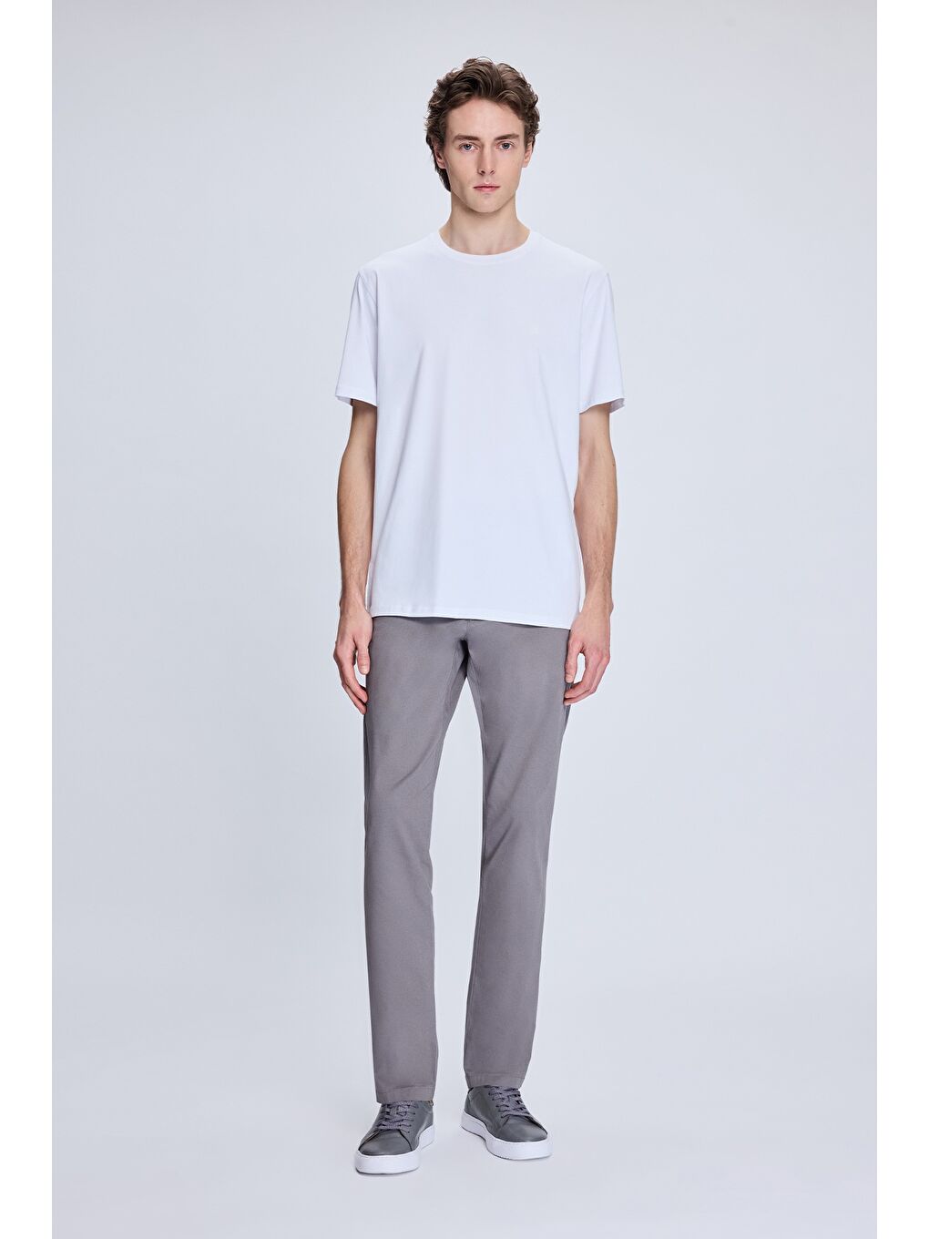 Gri Regular Fit Yandan Cepli Casual Kanvas Pantolon-1