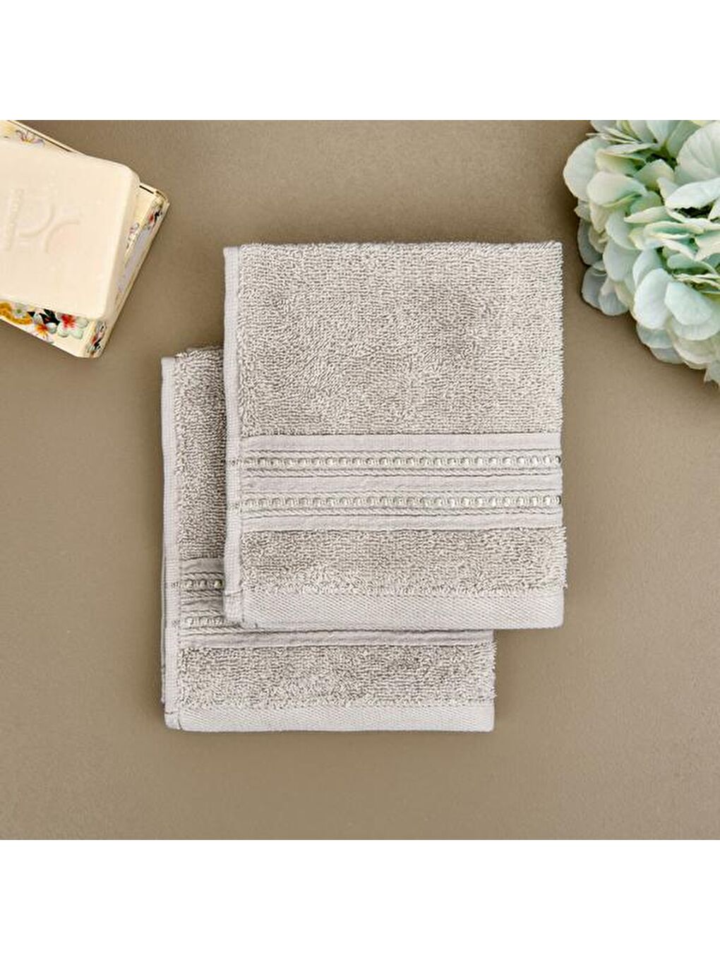 Evidea Soft Lapa 2'li Havlu Seti - Gri - 30x30 cm