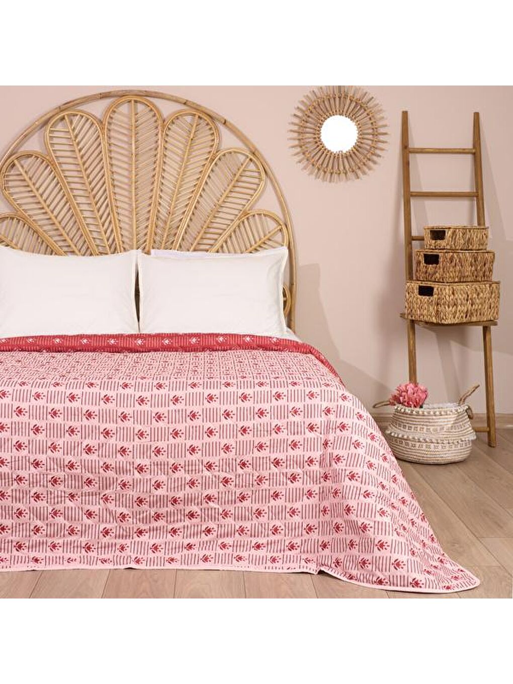 Karışık Soft Etnik Çift Kişilik Yatak Örtüsü - Renkli - 220x220 cm