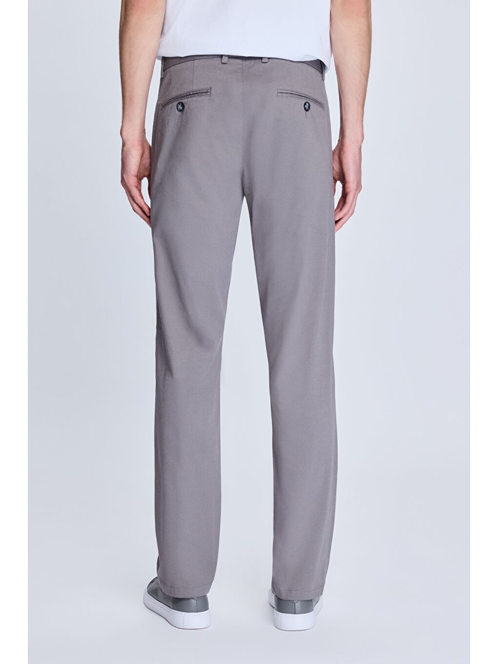Gri Regular Fit Yandan Cepli Casual Kanvas Pantolon-3