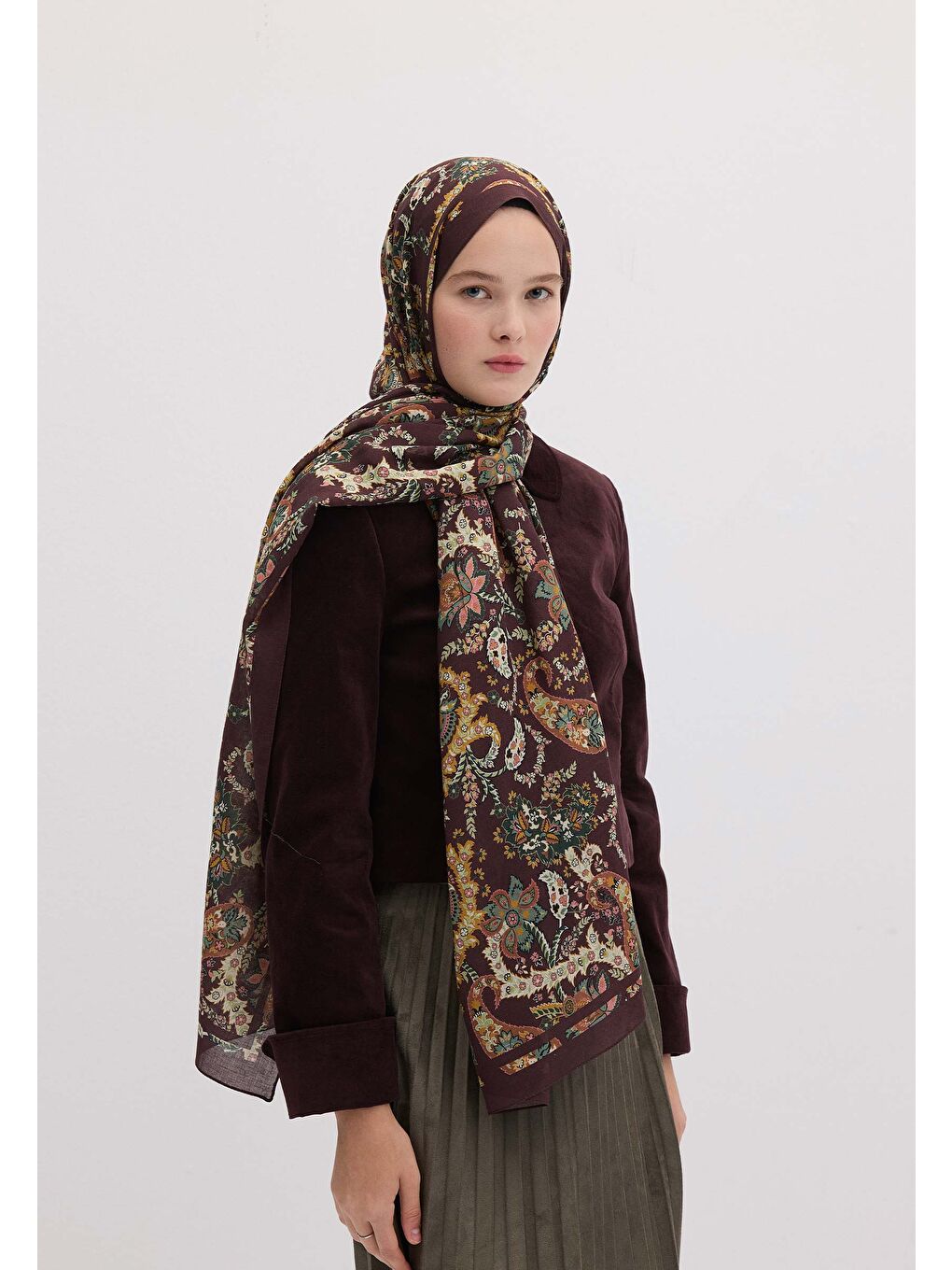 Enya Desen Şal Mürdüm-2