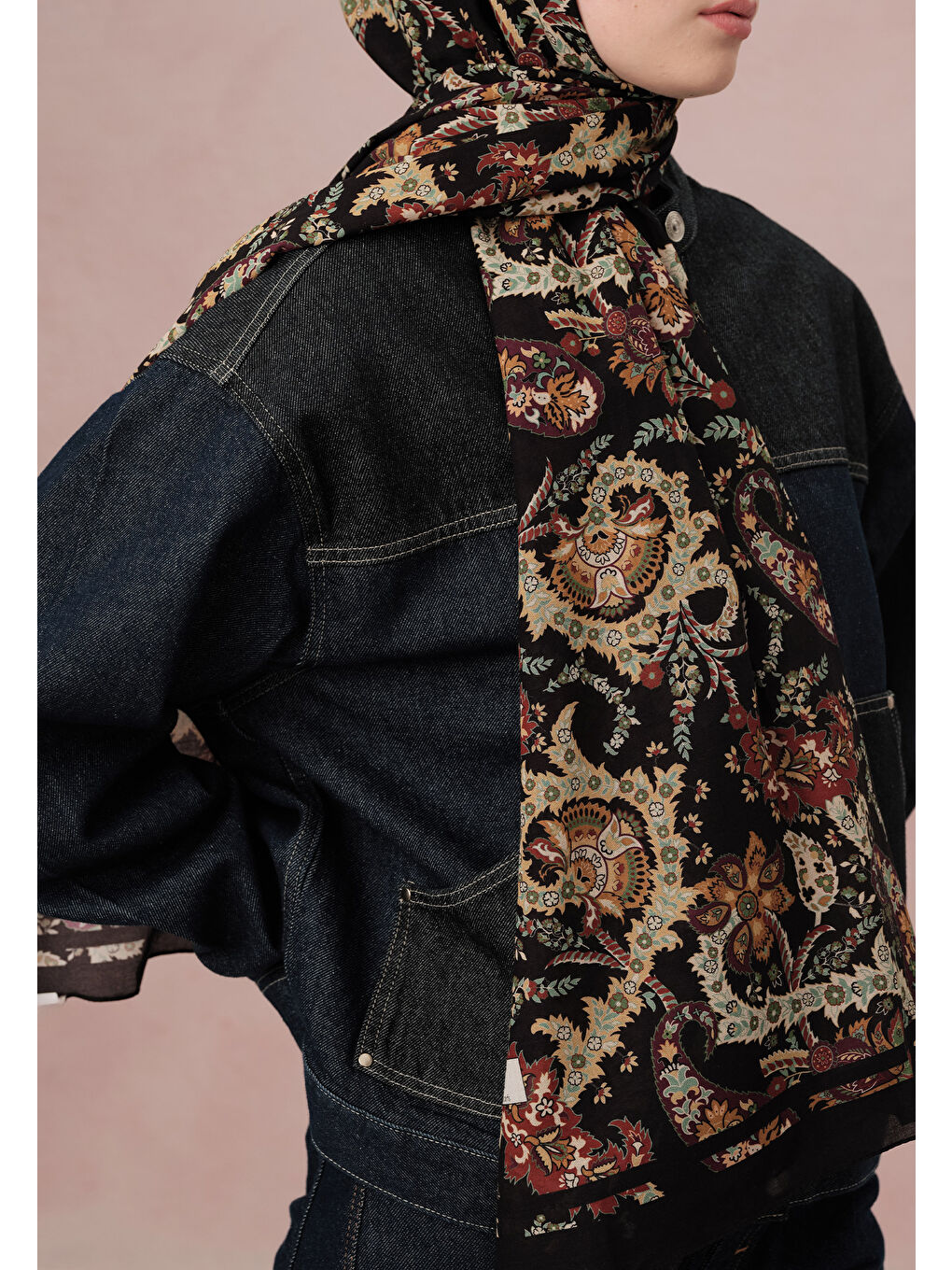 Enya Desen Şal Siyah-3