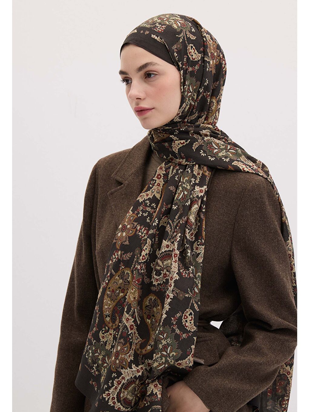 Kahverengi Enya Desen Şal Kahve-3