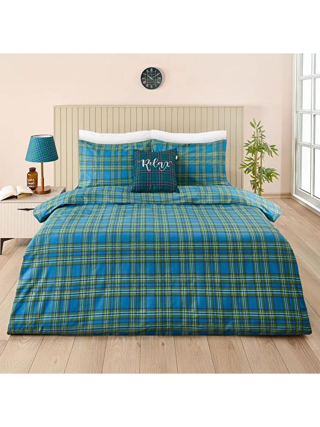 Soft Ekose Kırlent - Yeşil - 43x43 cm-5