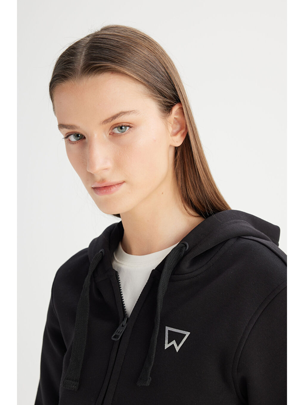 Regular Fit Normal Kesim Kapüşonlu İçi Polarlı Fermuarlı Siyah Sweatshirt Ceket-3