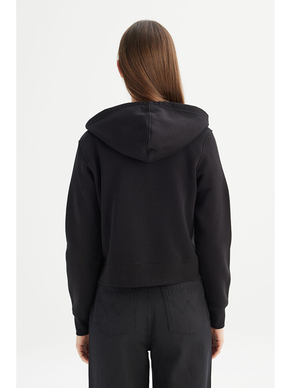 Regular Fit Normal Kesim Kapüşonlu İçi Polarlı Fermuarlı Siyah Sweatshirt Ceket-4