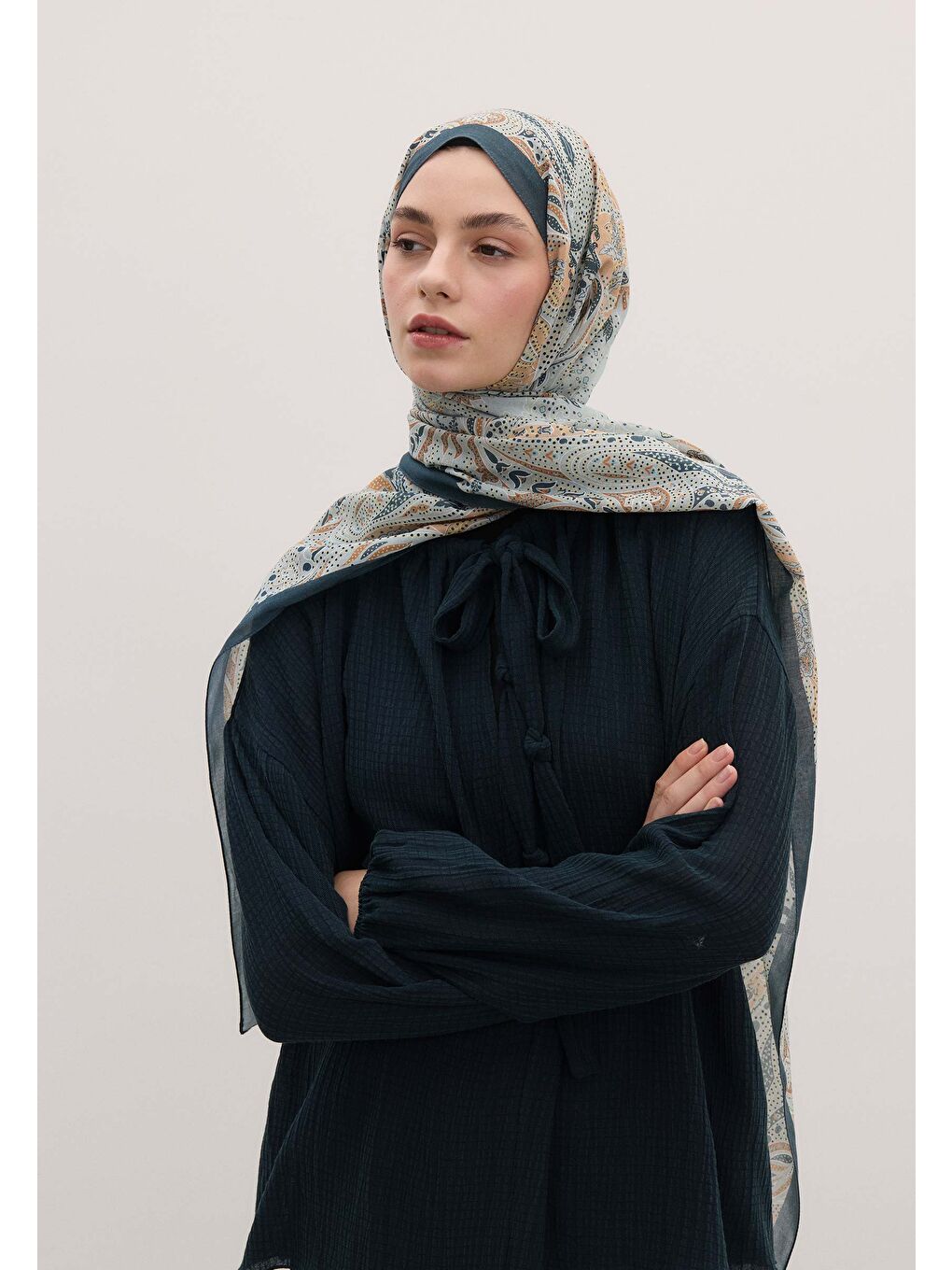 Elora Desen Şal Mavi-1