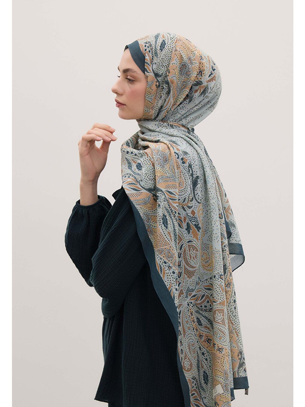 Elora Desen Şal Mavi-2