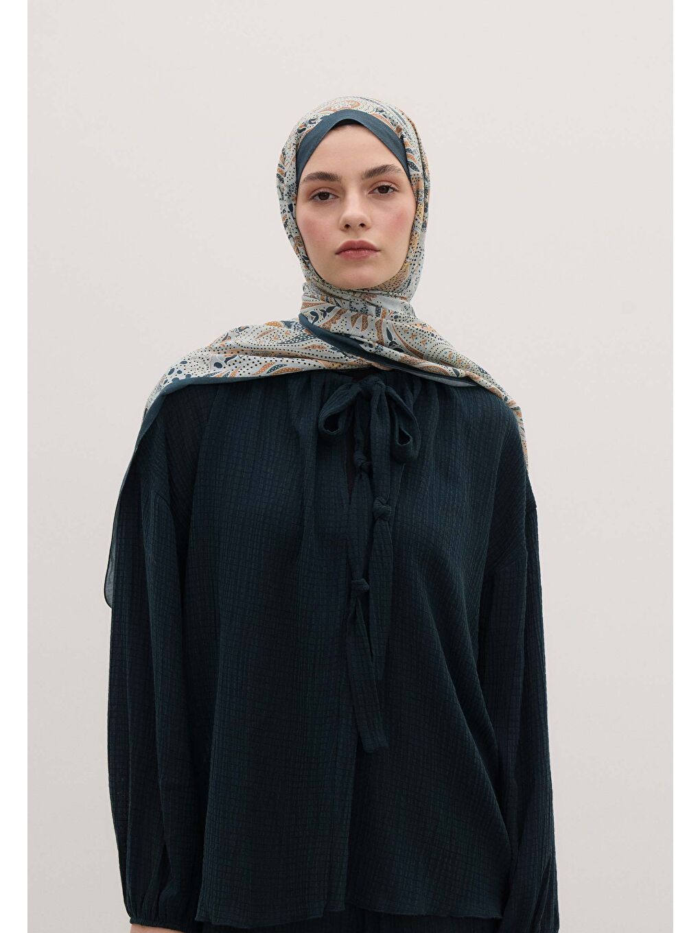 Elora Desen Şal Mavi-3