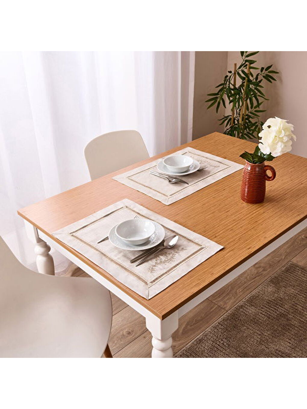 Soft Ajurlu 2'li Amerikan Servis - Antrasit - 35x50 cm