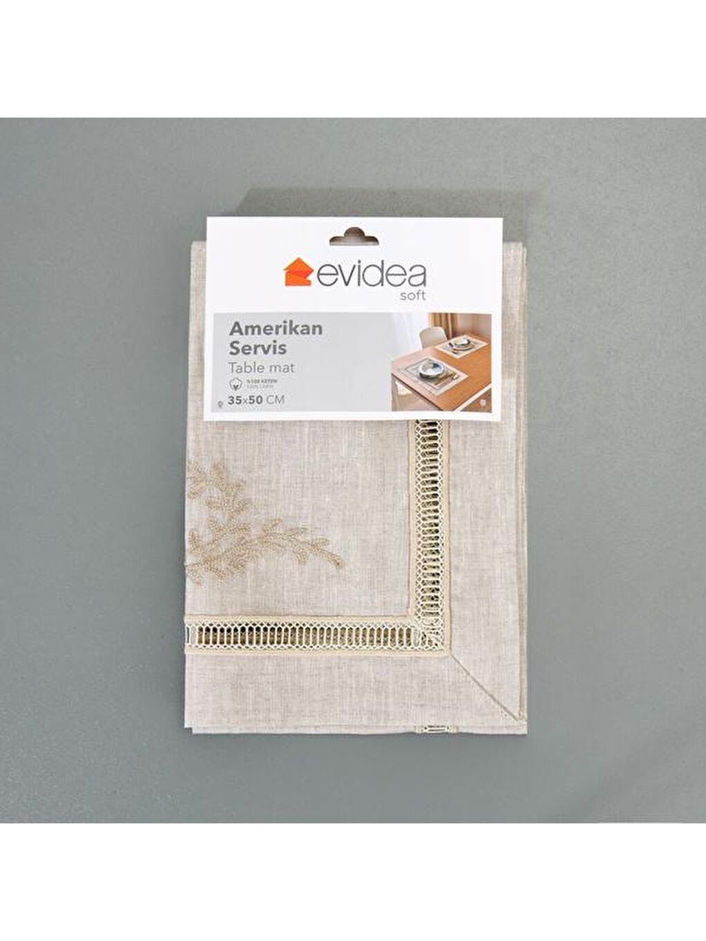 Soft Ajurlu 2'li Amerikan Servis - Antrasit - 35x50 cm-1