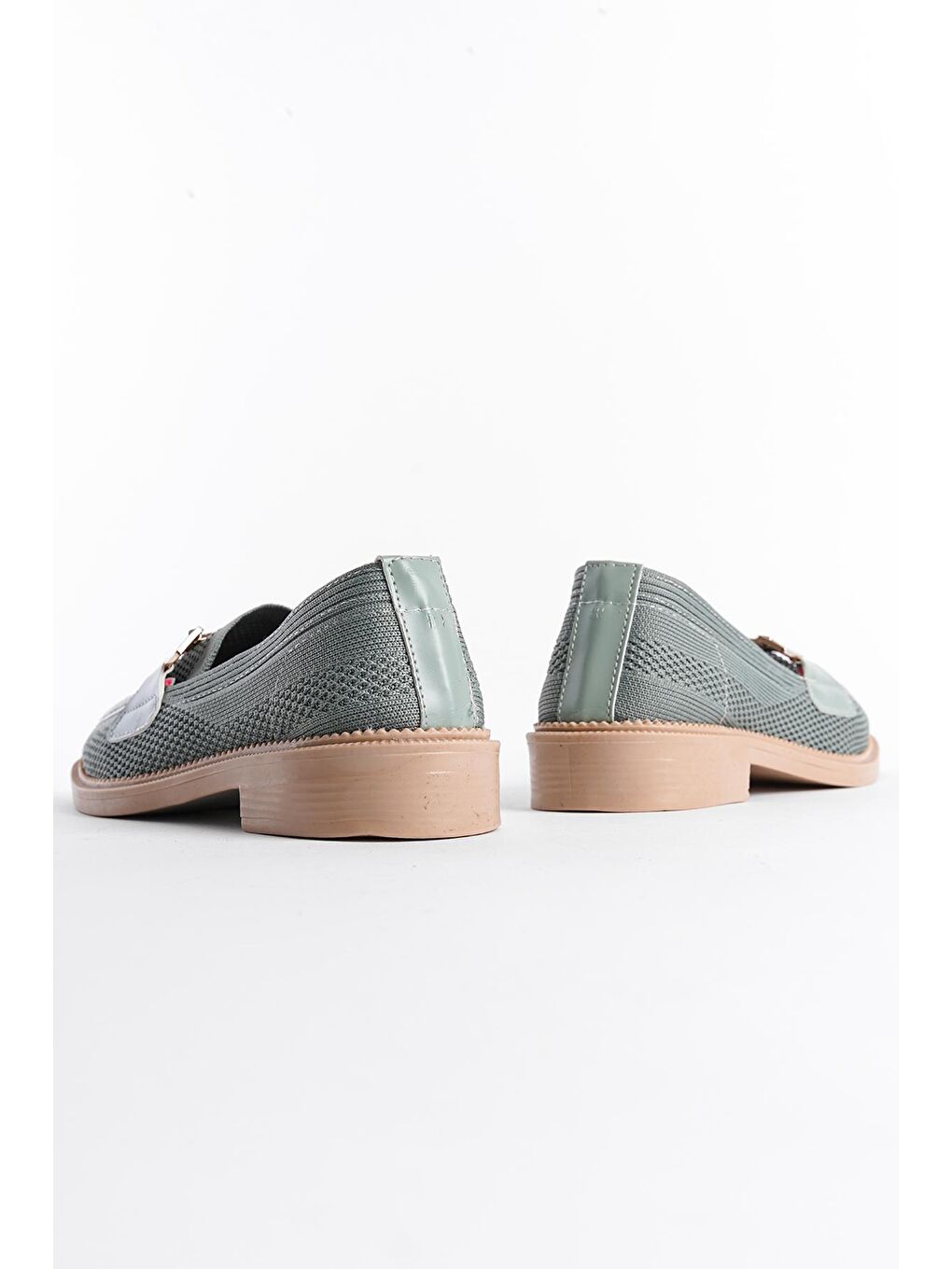 Yeşil Triko H Tokalı Kadın Loafer Ayakkabı-2