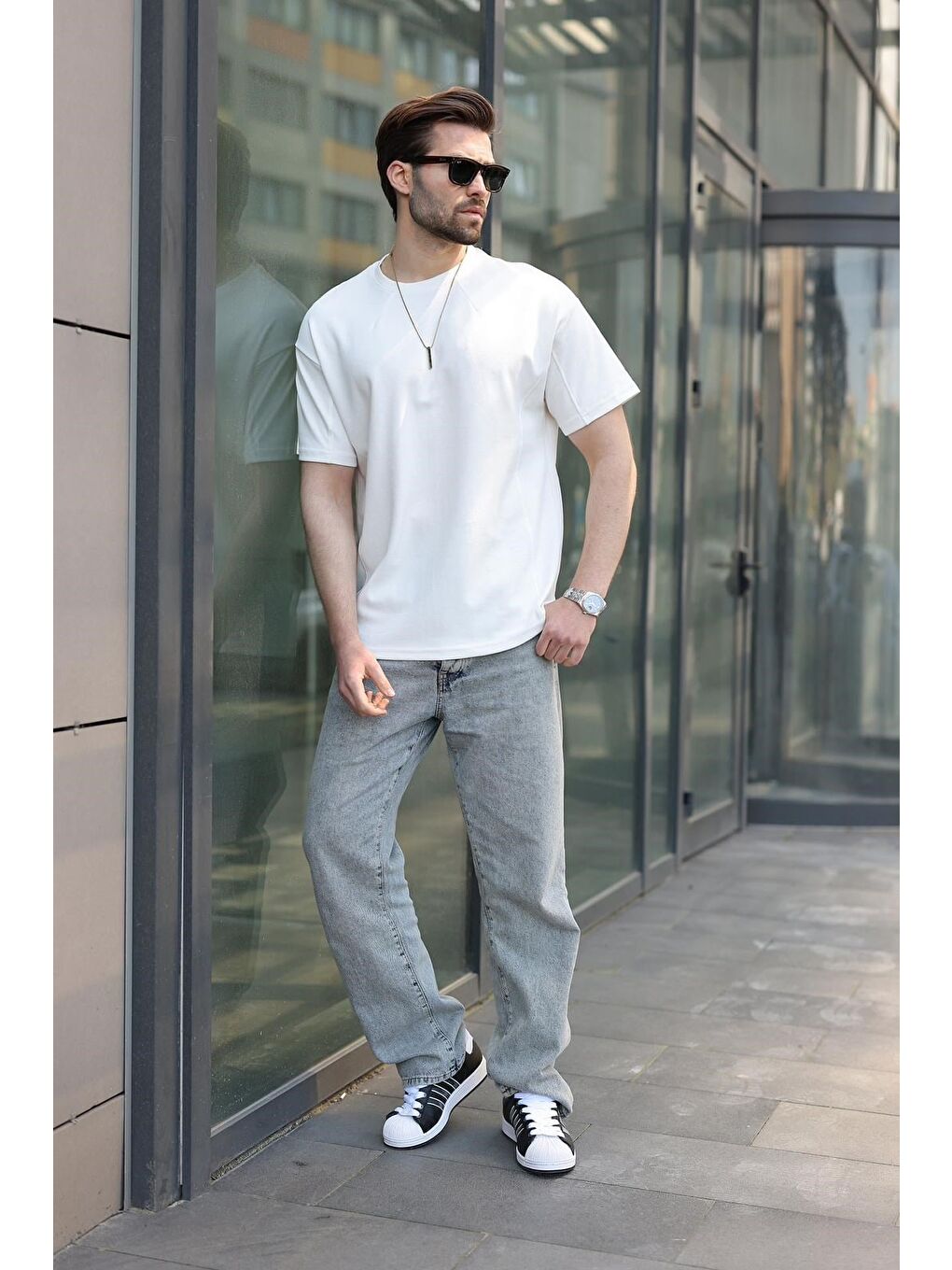 Ekru Dikiş Detaylı Regular Fit Erkek Tişört E7183-1