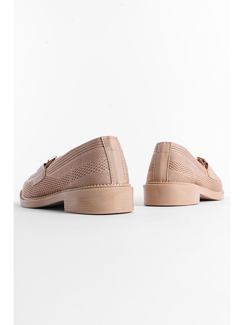 Bej Triko H Tokalı Kadın Loafer Ayakkabı-2