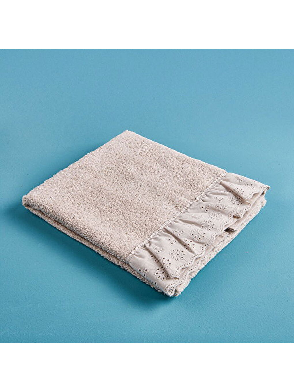 Ekru Soft Fırfırlı Yüz Havlusu - Krem - 50x90 cm-3