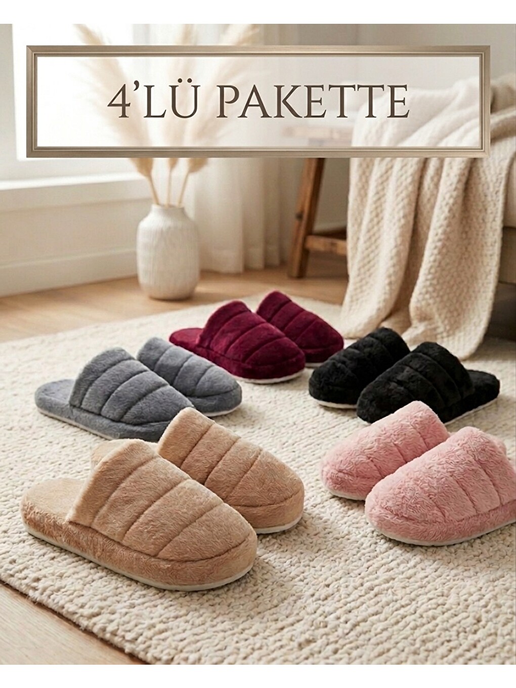 Karışık 4'lü Paket Terlik Ev Terliği