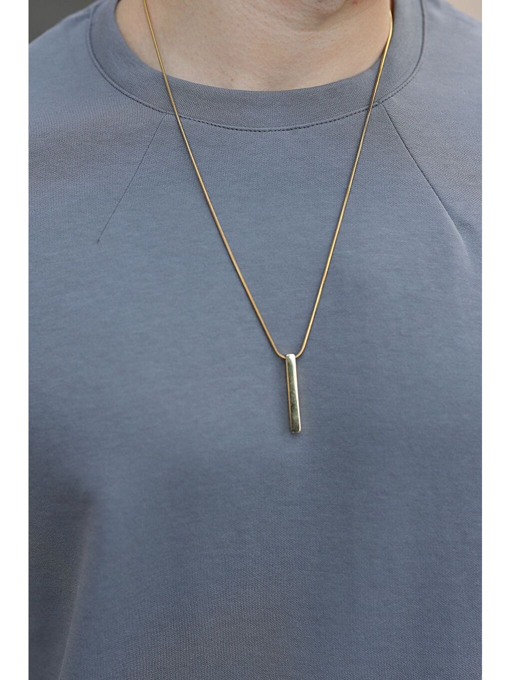 Gri Füme Dikiş Detaylı Regular Fit Erkek Tişört E7183-2