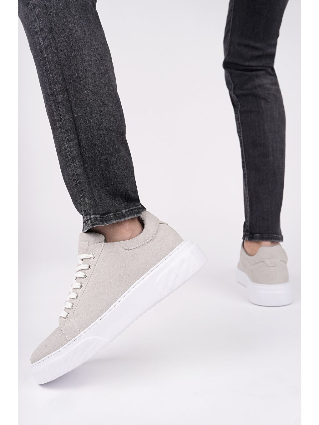 Bej ZEYN Kalın Taban Bağcıklı Erkek Günlük Sneaker Spor Ayakkabı-5