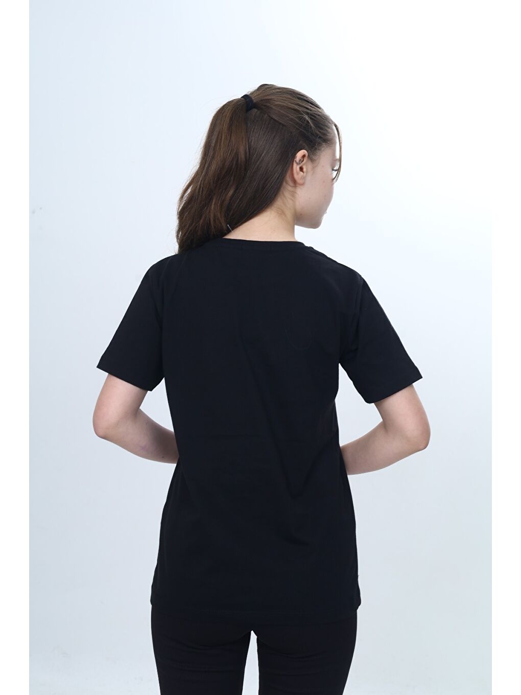 Siyah Unisex Çocuk Pi Sayı Baskılı Bisiklet Yaka Refax Fit Kısa Kollu T-shırt-4