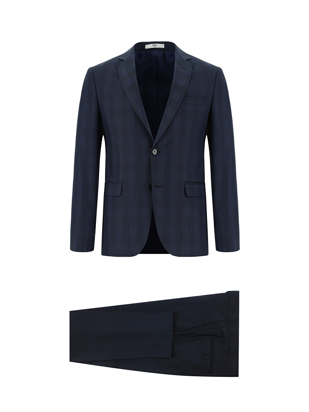 Lacivert Super Slim Fit Ekstra Dar Kesim Kombinli Ekose Takım Elbise