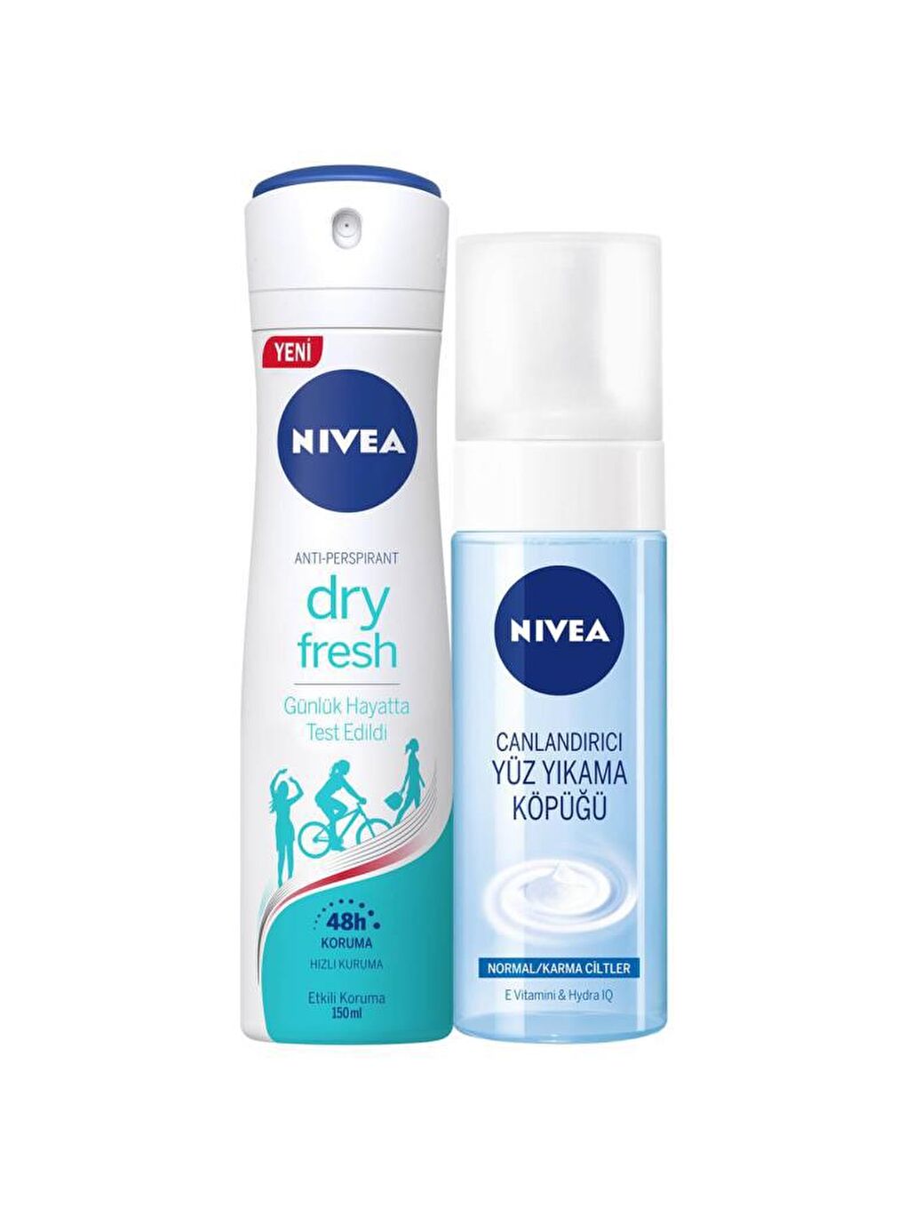 NIVEA Şeffaf Dry Fresh Kadın Deodorant 150 ml+Yüz Temizleme Köpüğü Normal Ve Karma Ciltler 150 ml