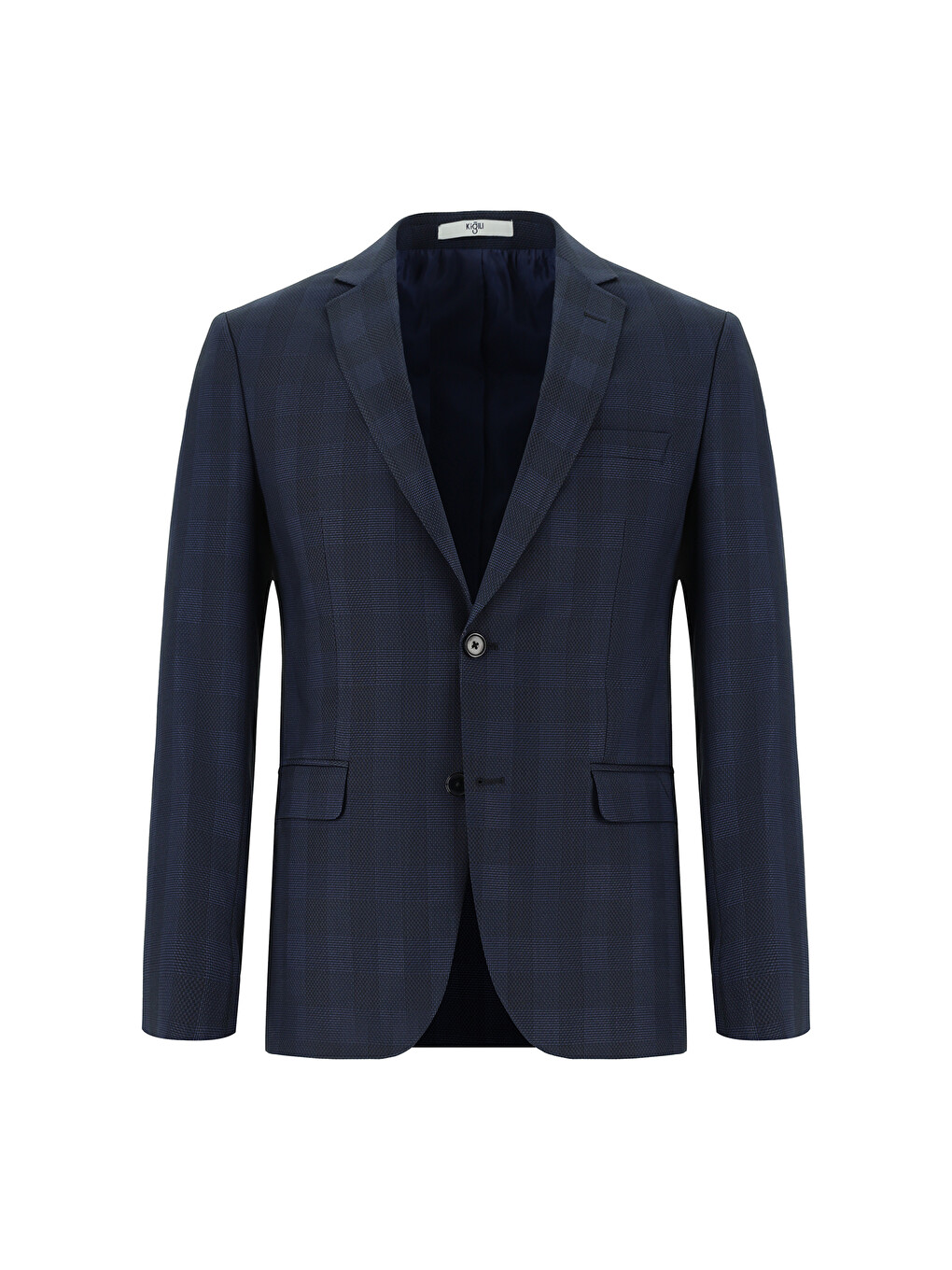 Lacivert Super Slim Fit Ekstra Dar Kesim Kombinli Ekose Takım Elbise-1