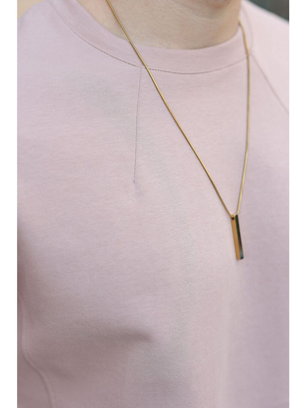 Kahverengi Camel Dikiş Detaylı Regular Fit Erkek Tişört E7183-2