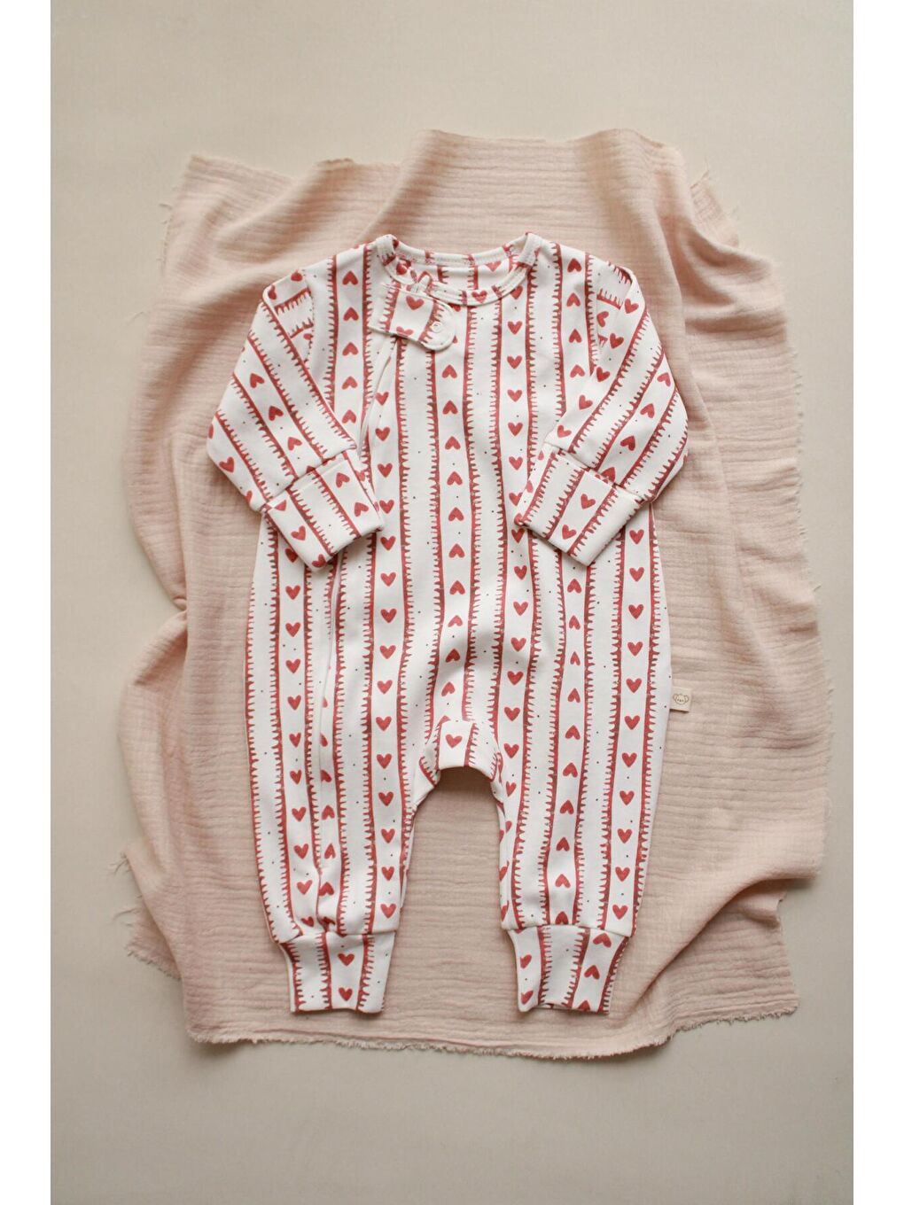 Ekru Kalp Baby Fluff Serisi Fermuarlı Tulum