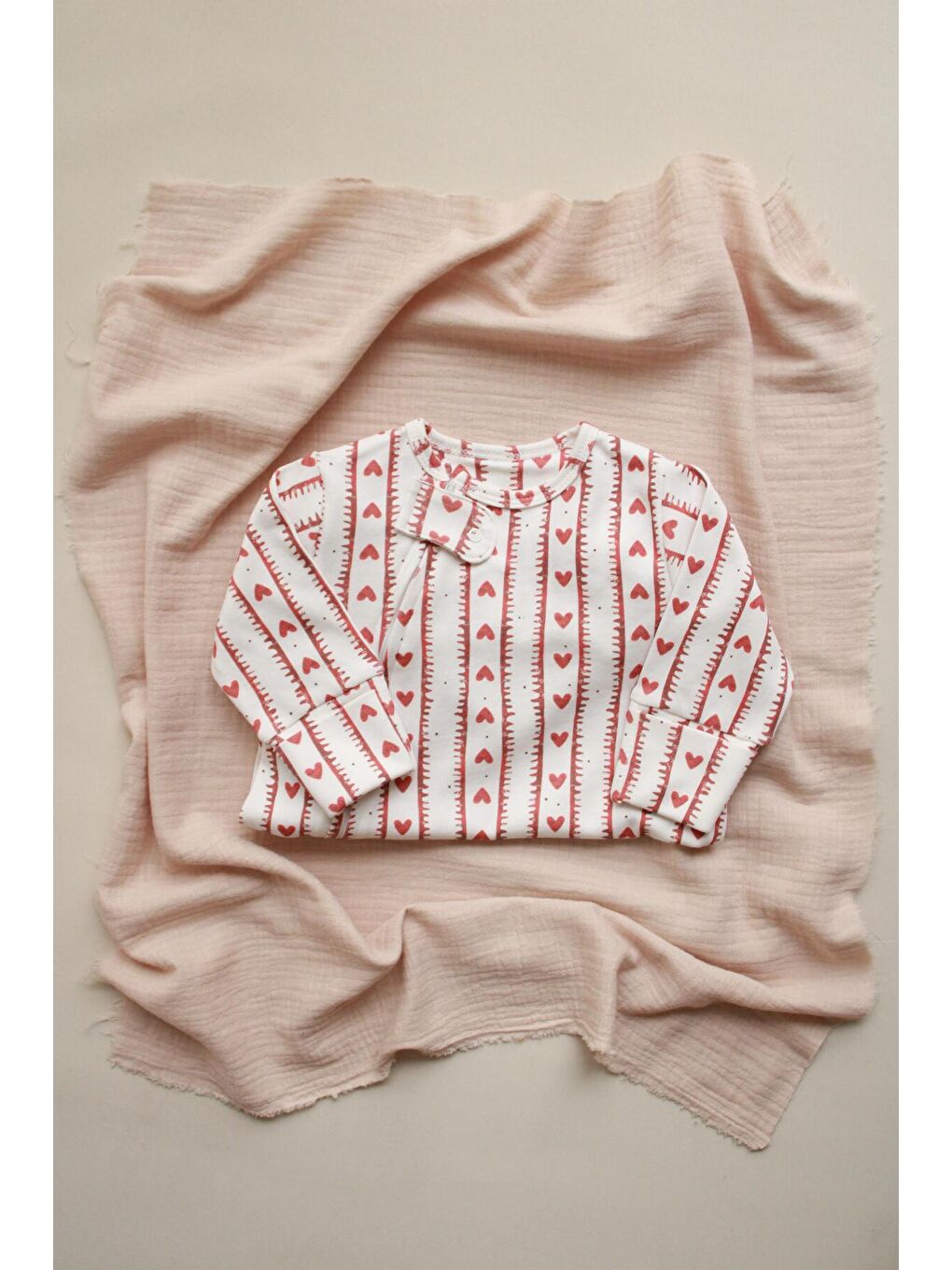 Ekru Kalp Baby Fluff Serisi Fermuarlı Tulum-3