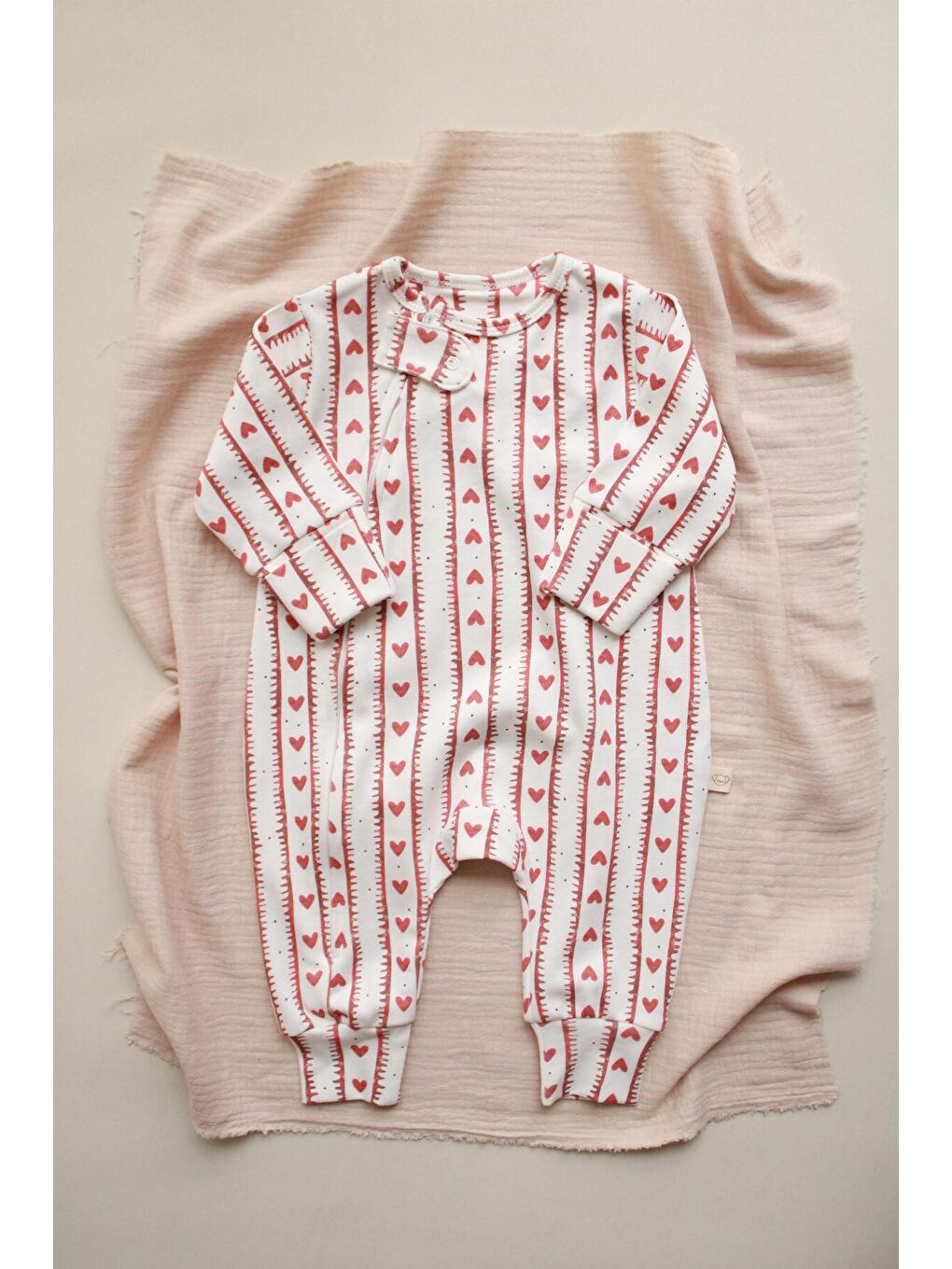 Ekru Kalp Baby Fluff Serisi Fermuarlı Tulum-4