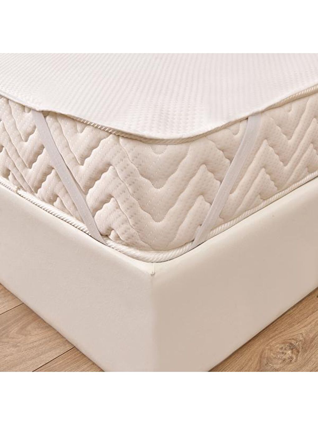 Soft Minik Kapitoneli Tek Kişilik Sıvı Geçirmez Lastikli Alez - Beyaz - 100x200 cm-4