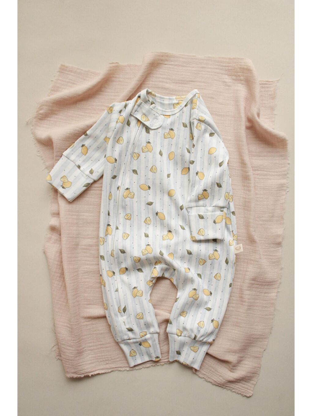 Ekru Limon Baby Fluff Serisi Fermuarlı Tulum-1