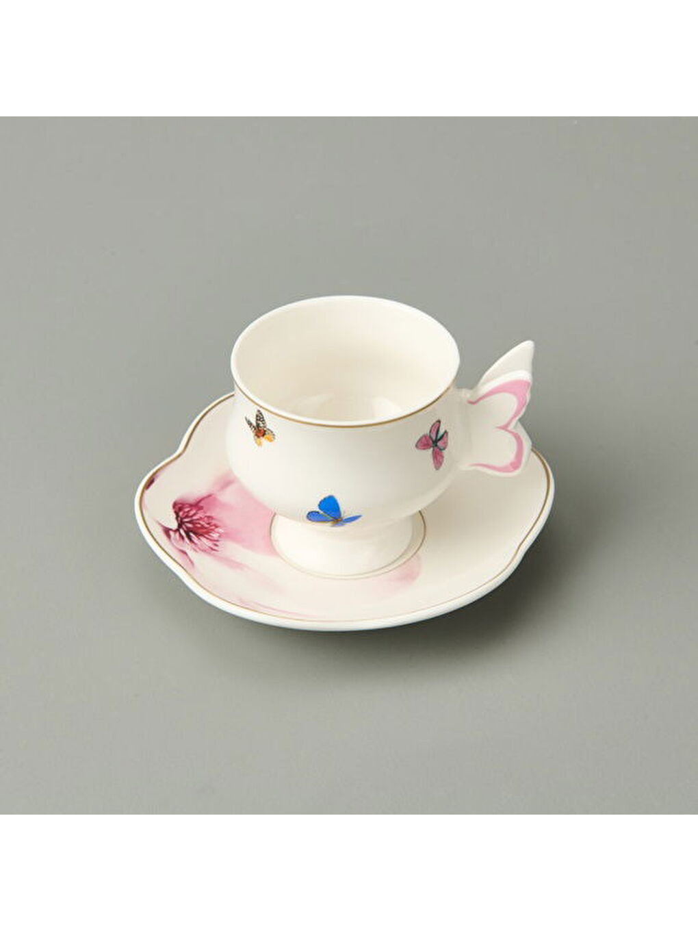 Kitchen 12 Parça Kelebek Desenli Kahve Fincan Seti - Bej-2