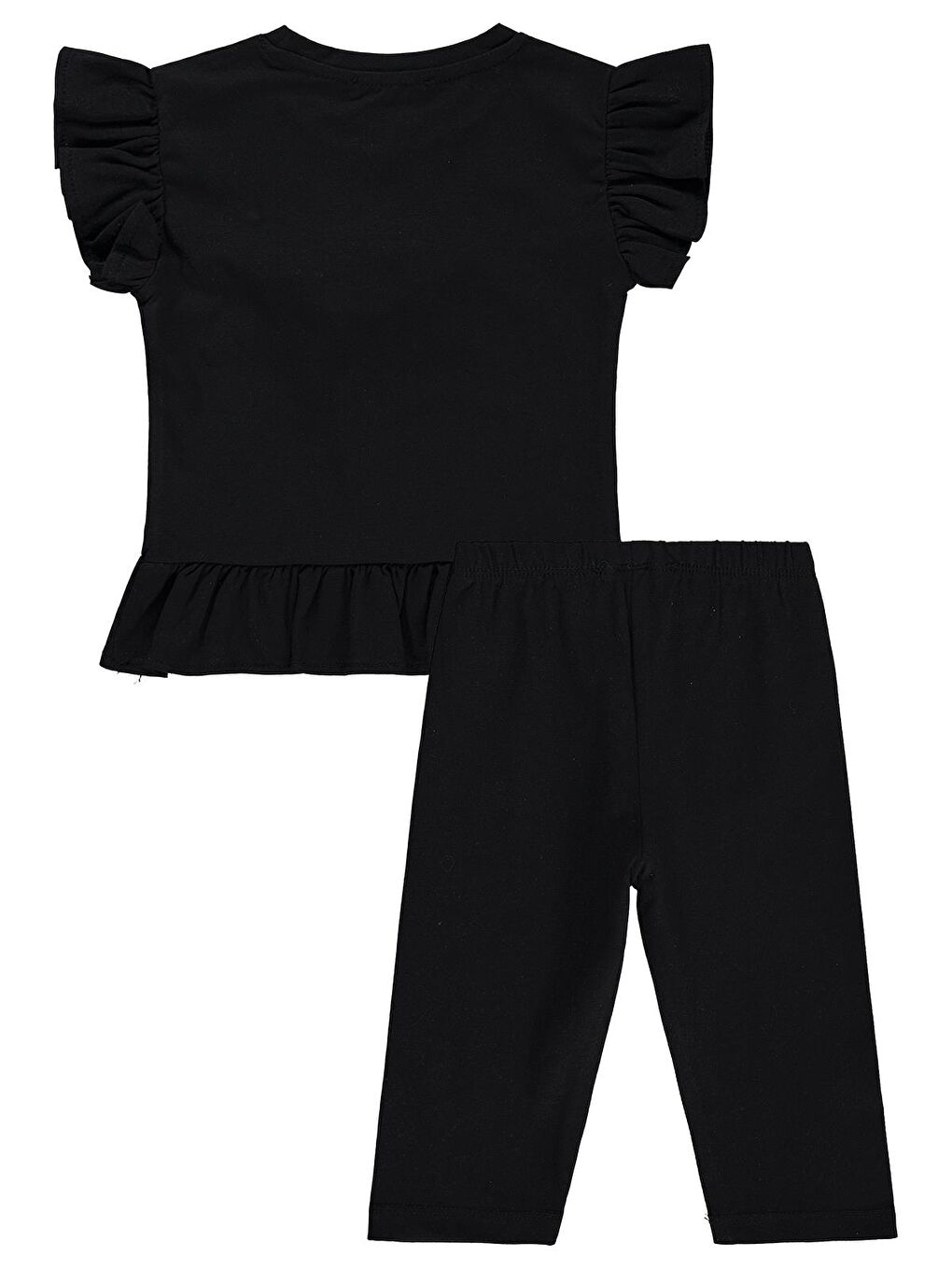 Girls Kolu Fırfırlı 2-5 Yaş Takım - Siyah-3