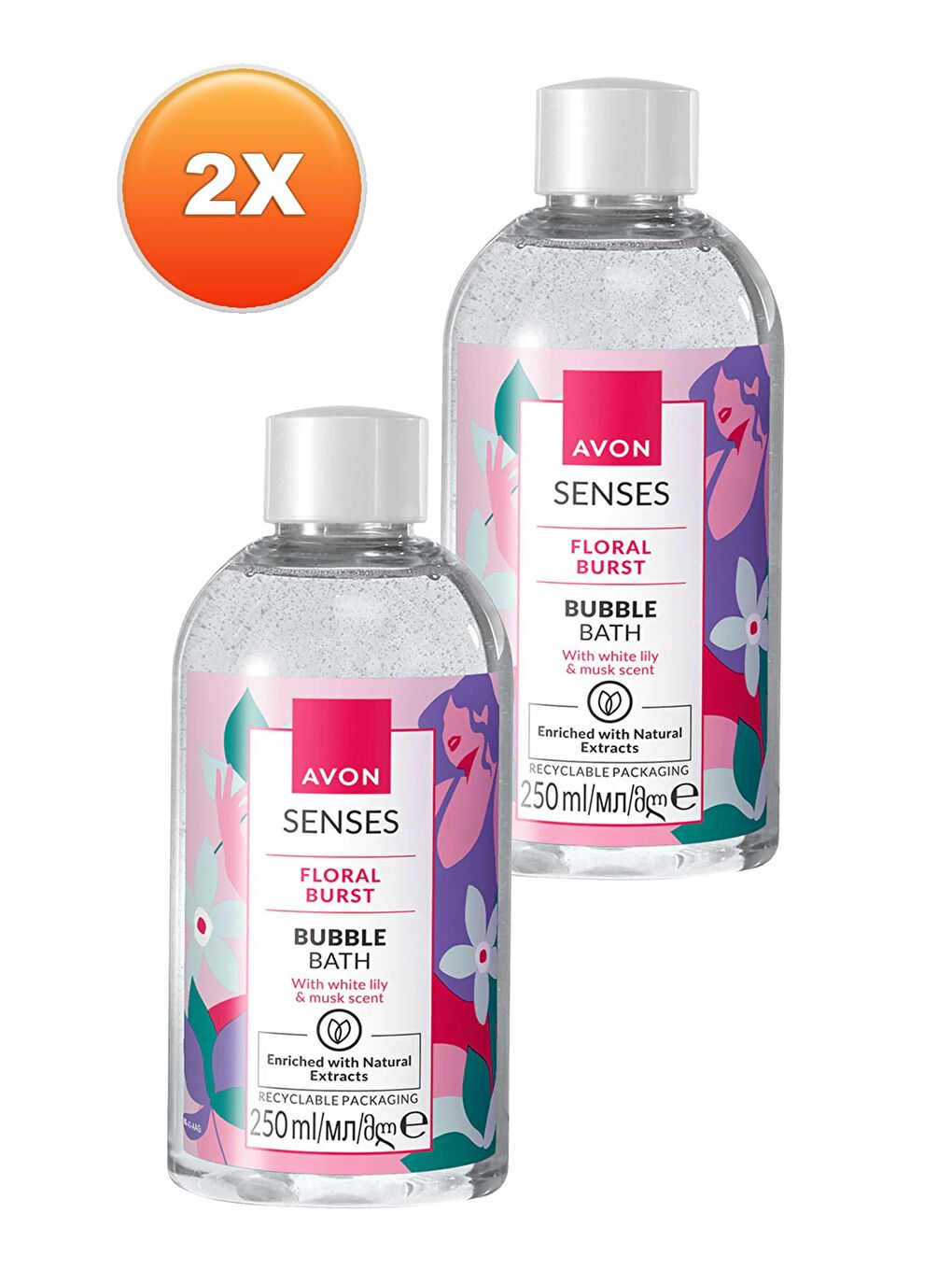 AVON Senses Floral Burst Zambak ve Misk Kokulu Banyo Köpüğü 250 Ml. İkili Set - 1