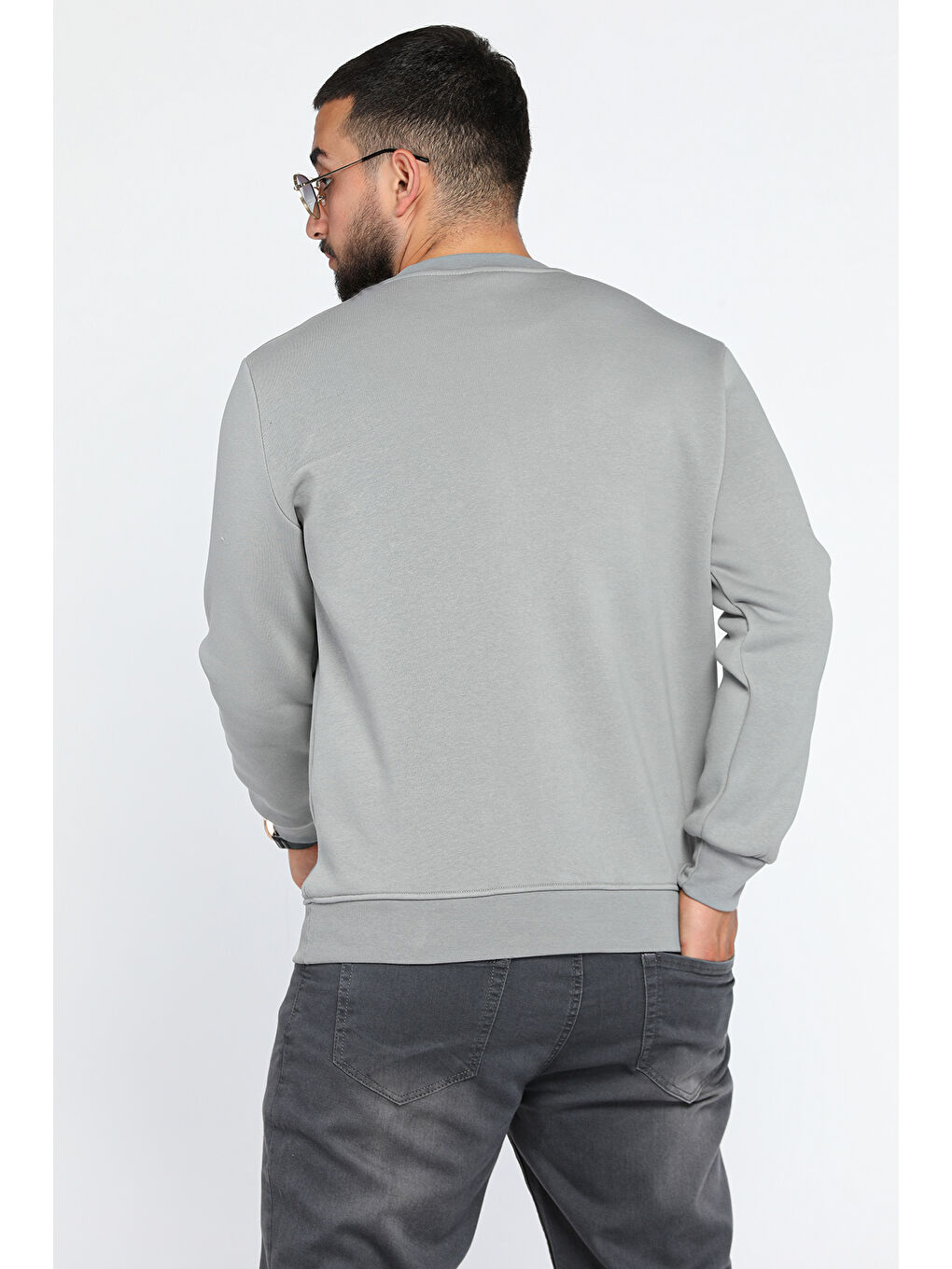 Mishar İtalia Gri Erkek Yazı Baskılı Şardonlu Üç İplik Sweatshirt - 2