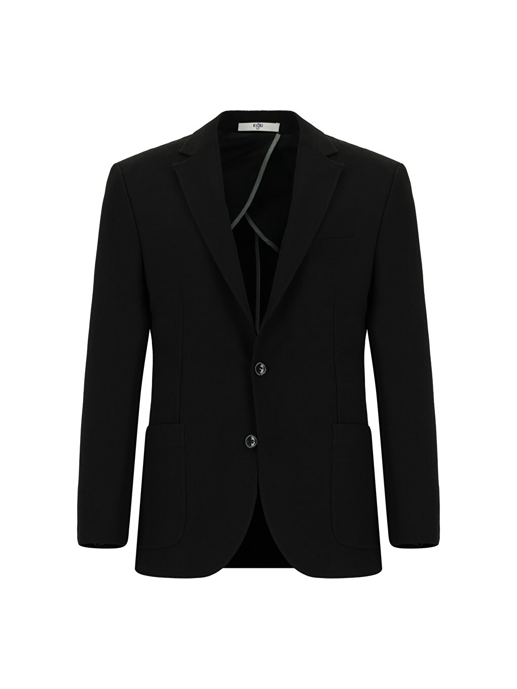 Siyah Slim Fit Dar Kesim Çizgili Beli Lastikli İpli Takım Elbise-1