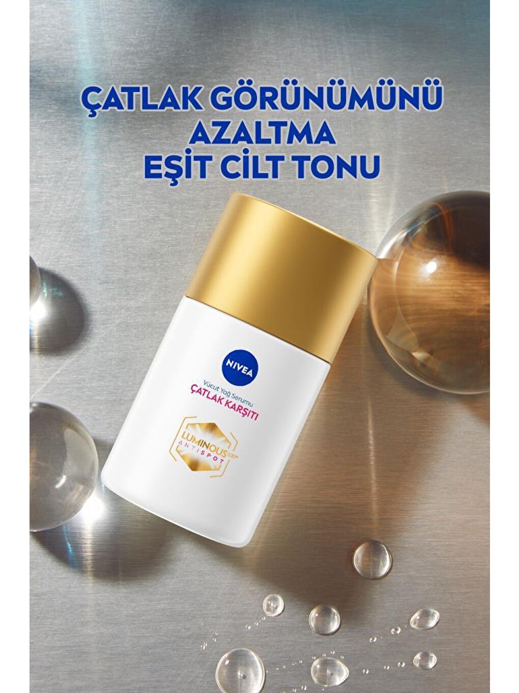 NIVEA Luminous Çatlak Karşıtı Vücut Yağ Serumu 100ml, Cilt Tonu Eşitleyici, 48 Saat Nemlendirici - 1