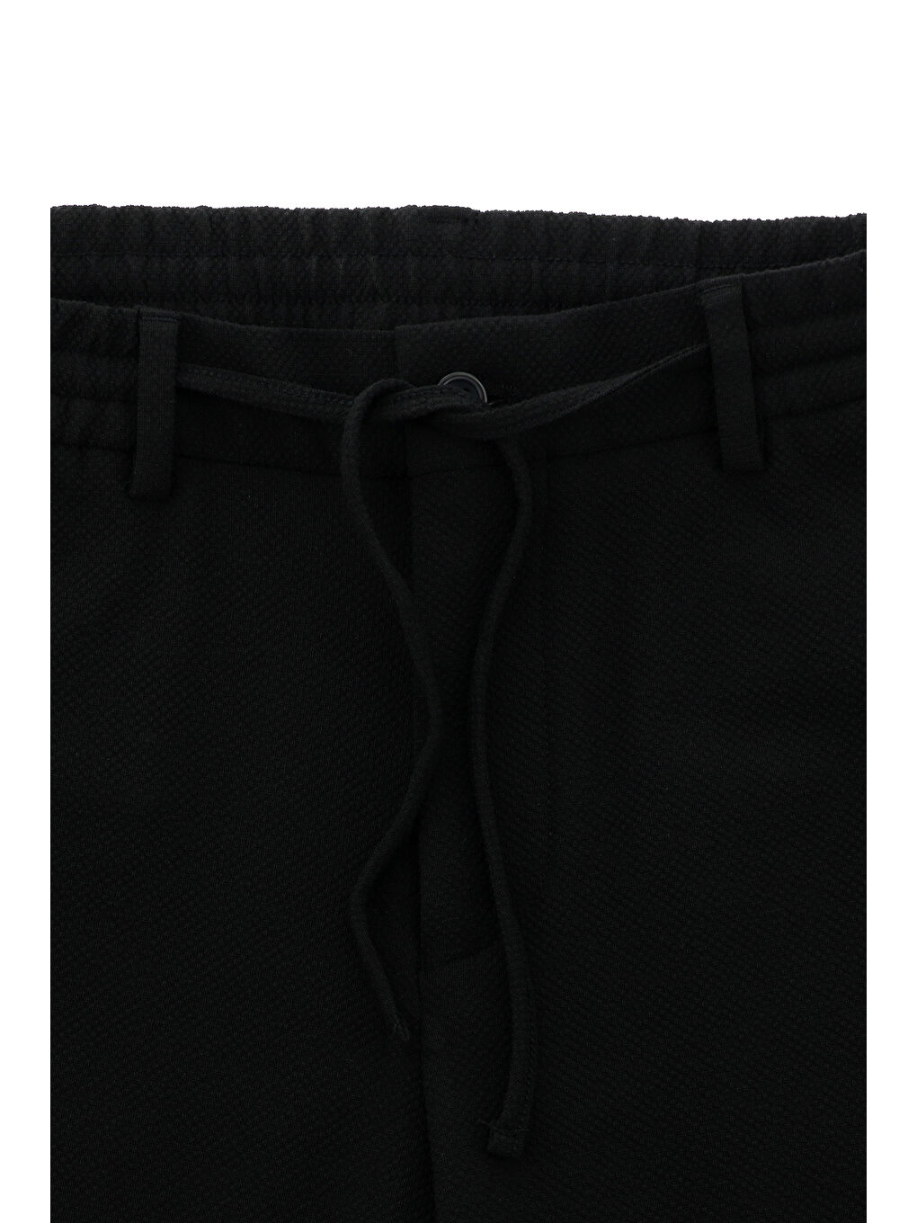 Siyah Slim Fit Dar Kesim Çizgili Beli Lastikli İpli Takım Elbise-4