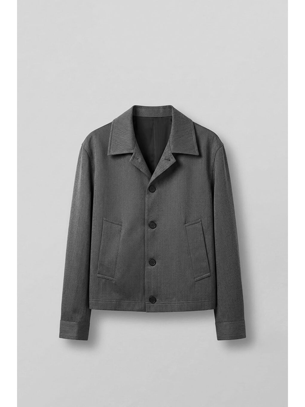 Erkek Smart Casual Relaxed Fit Düğmeli Ceket Gri