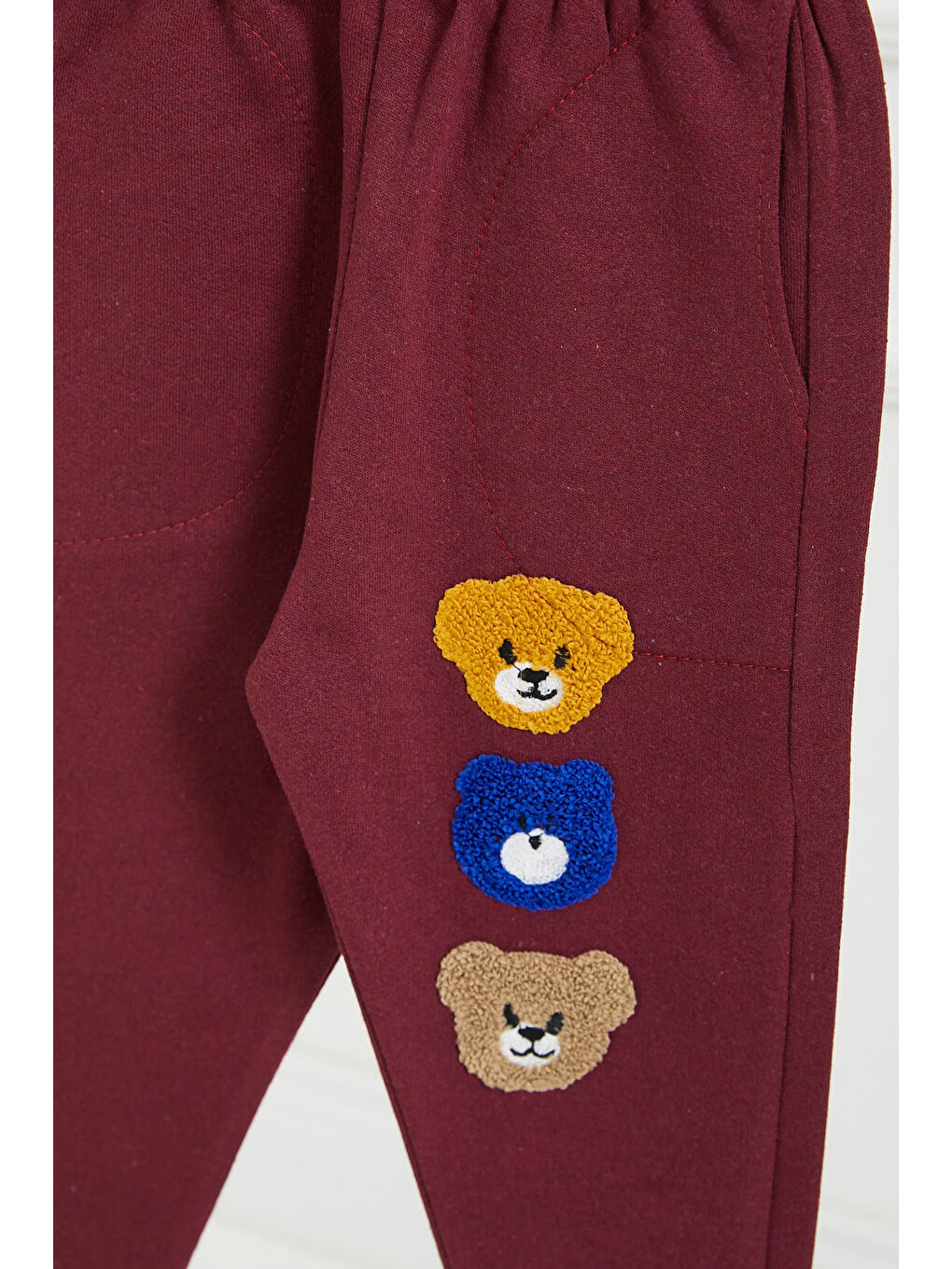 Erkek Çocuk Bordo Ayıcıklı Eşofman Altı - 26670-1