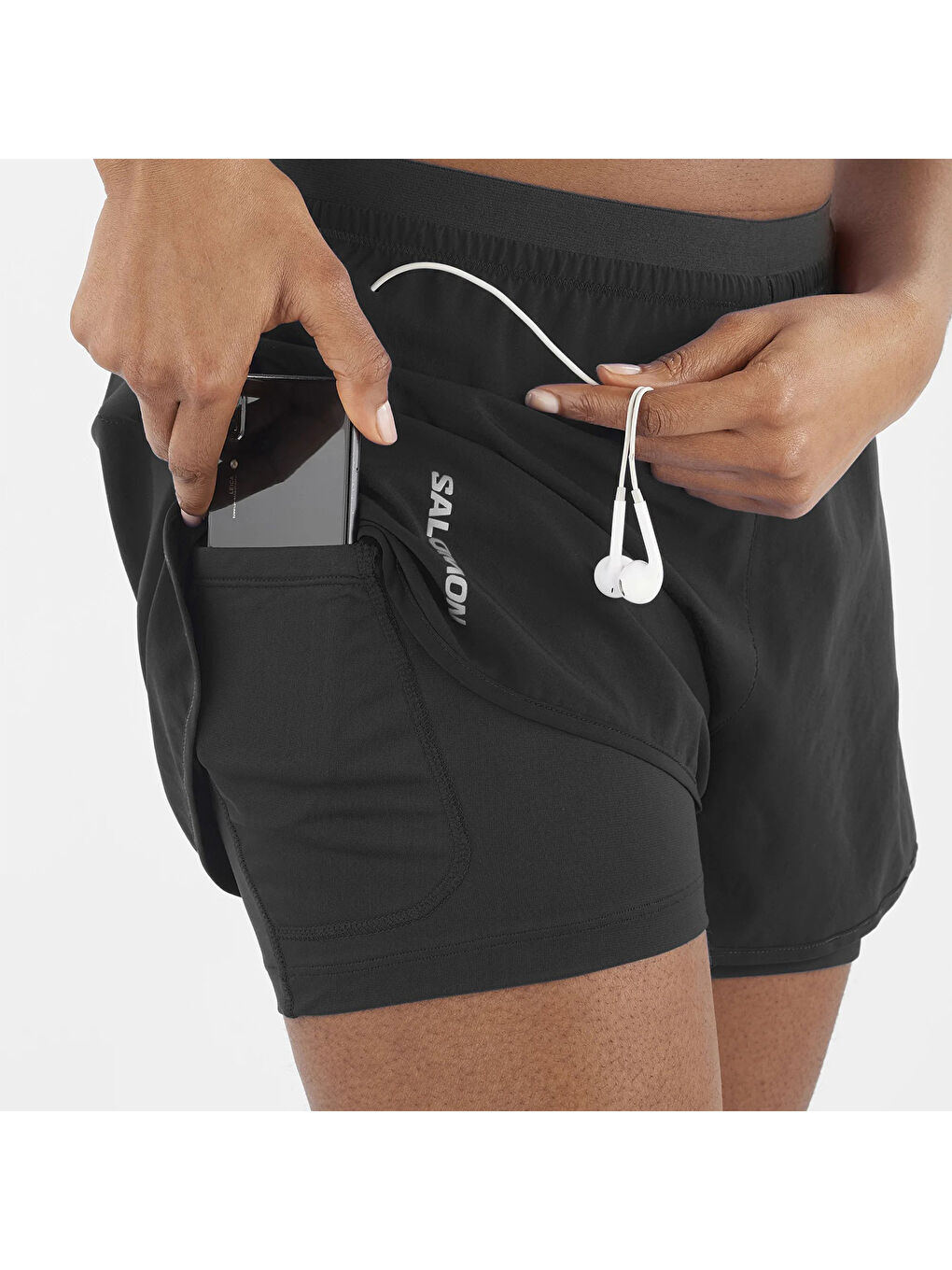 Cross 2in1 Short Kadın Siyah Koşu Şortu-4